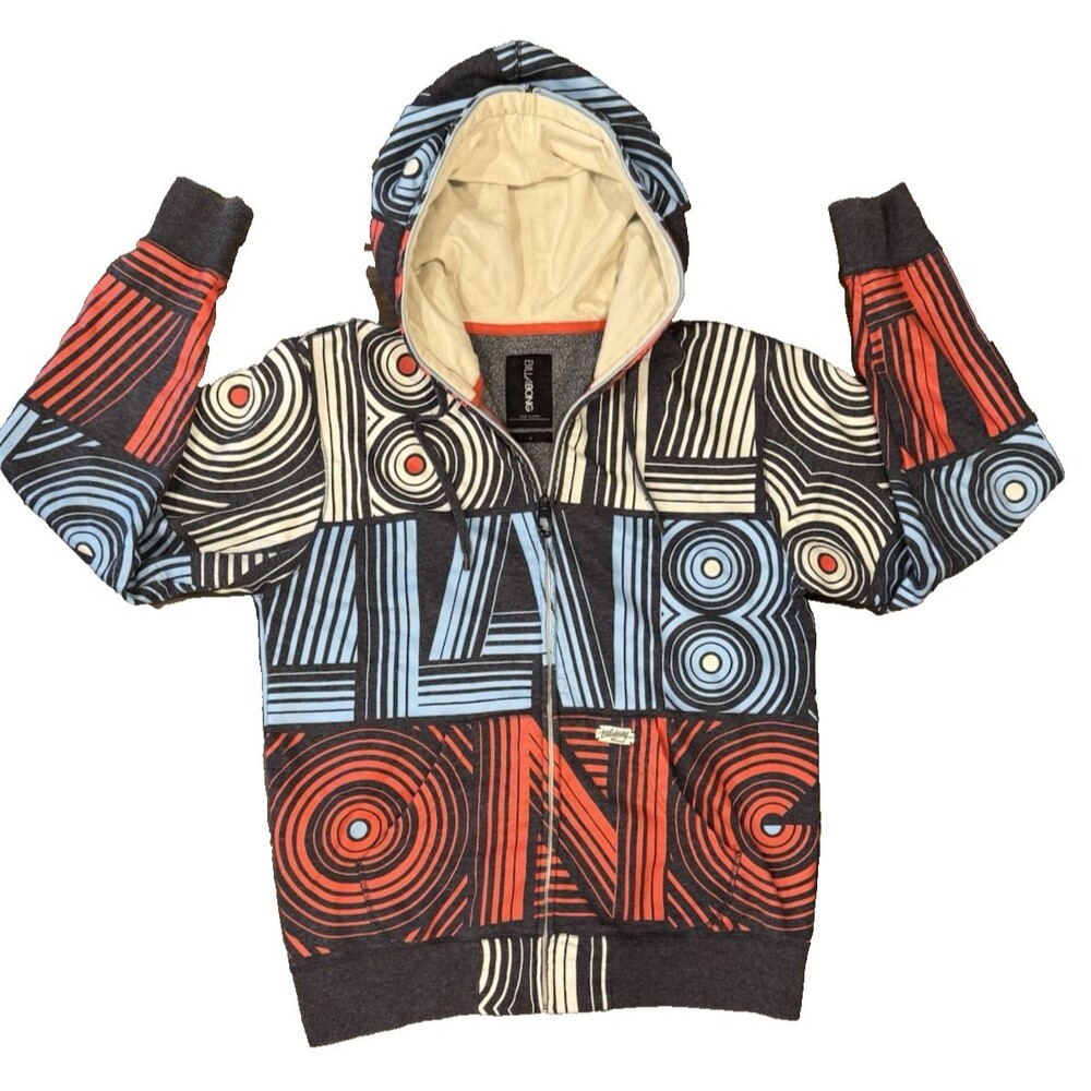 Billabong Men's Multicolor Graphics Retro Jacket Size L Full Zip